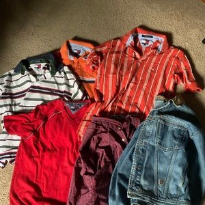 Vintage Tommy Hilfiger Clothing Lot of 6 W/ Polos Jean Jacket Button Down
